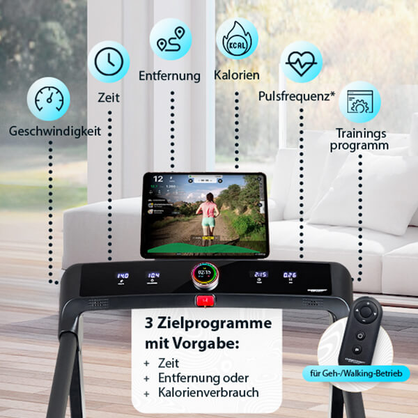 Laufband 2in1 schwarz: Alles im Blick – alles im Flow

